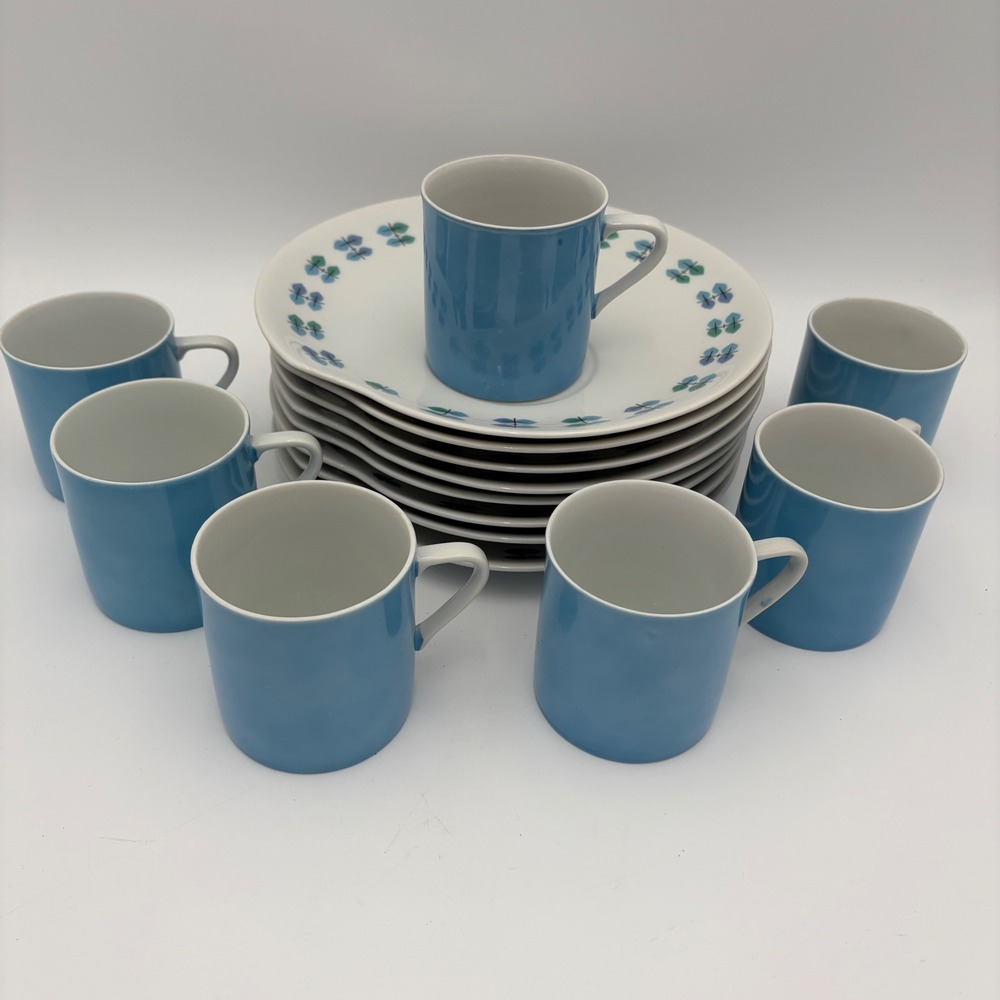 1960's‎ Mikasa Elite Caribou Snack Set MCM 7 sets Blue